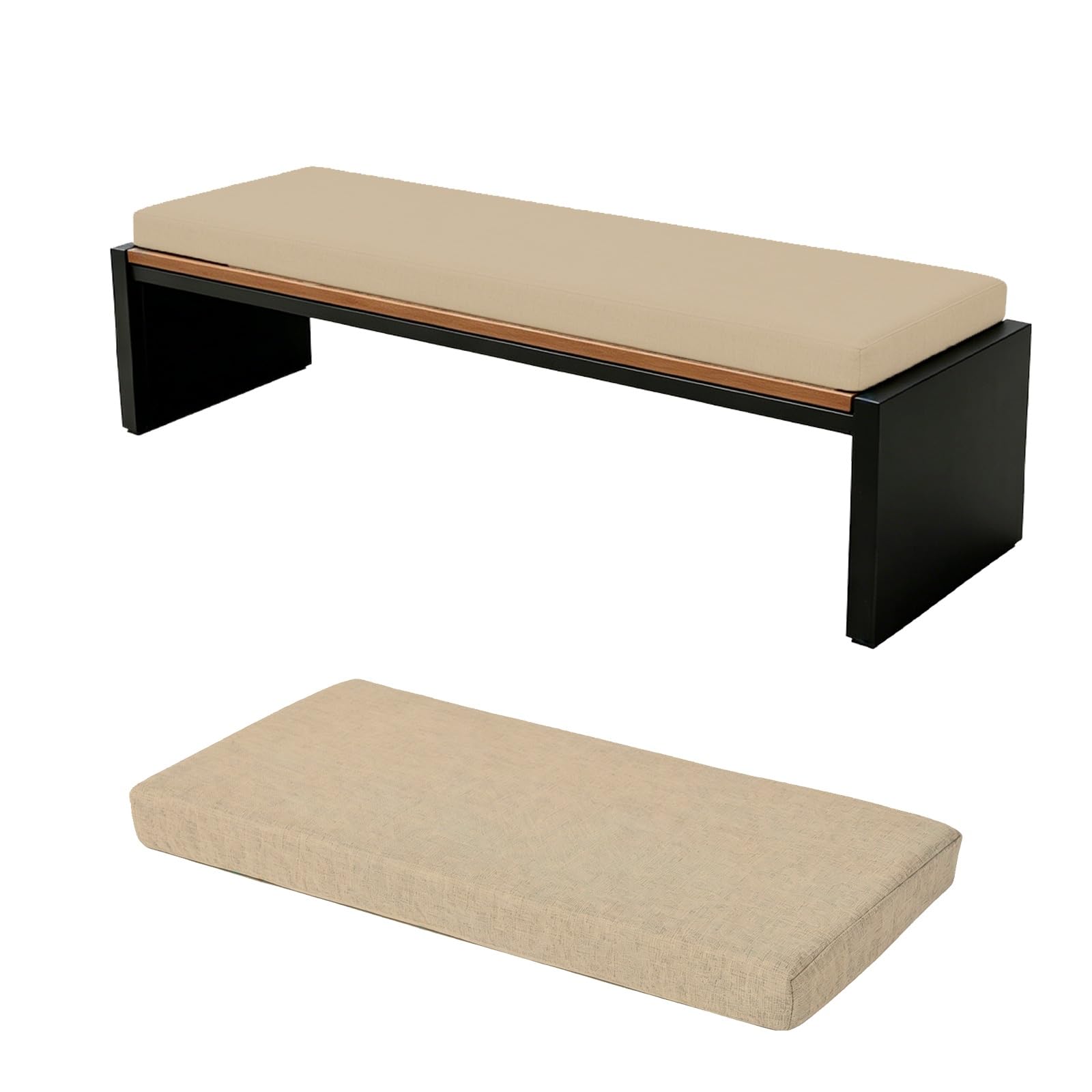 TRQQWEQQ Bench Cushion for Indoor/Outdoor 3cm Thick Chenille Non-Slip Furniture Replacement Cushion Washable Swing Bench Cushions with Zipper for Patio Garden Porch(Camel,12x42in)