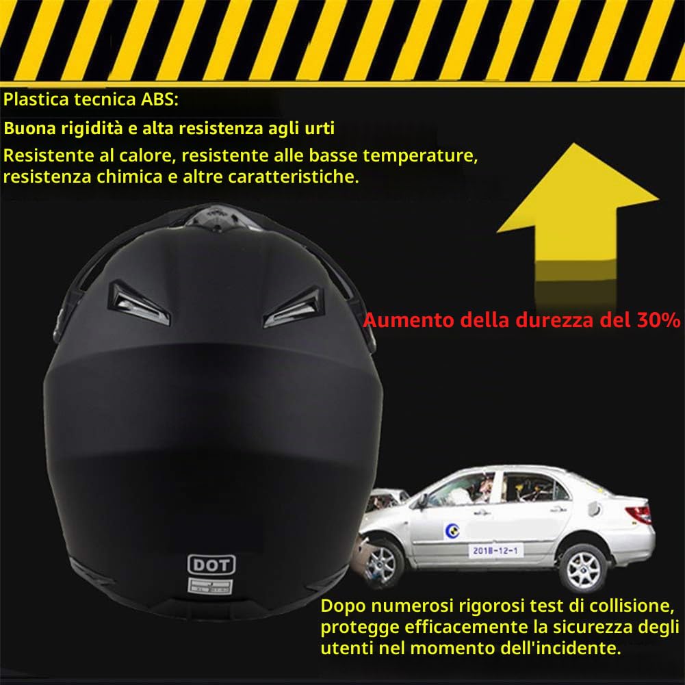 Casco da Motocross per Bambini - Nero Casco da Motociclista per Bici da Sporcizia Elettrica - Casco da Moto ATV per off-Road MTB Integrale Adulti con Occhiali