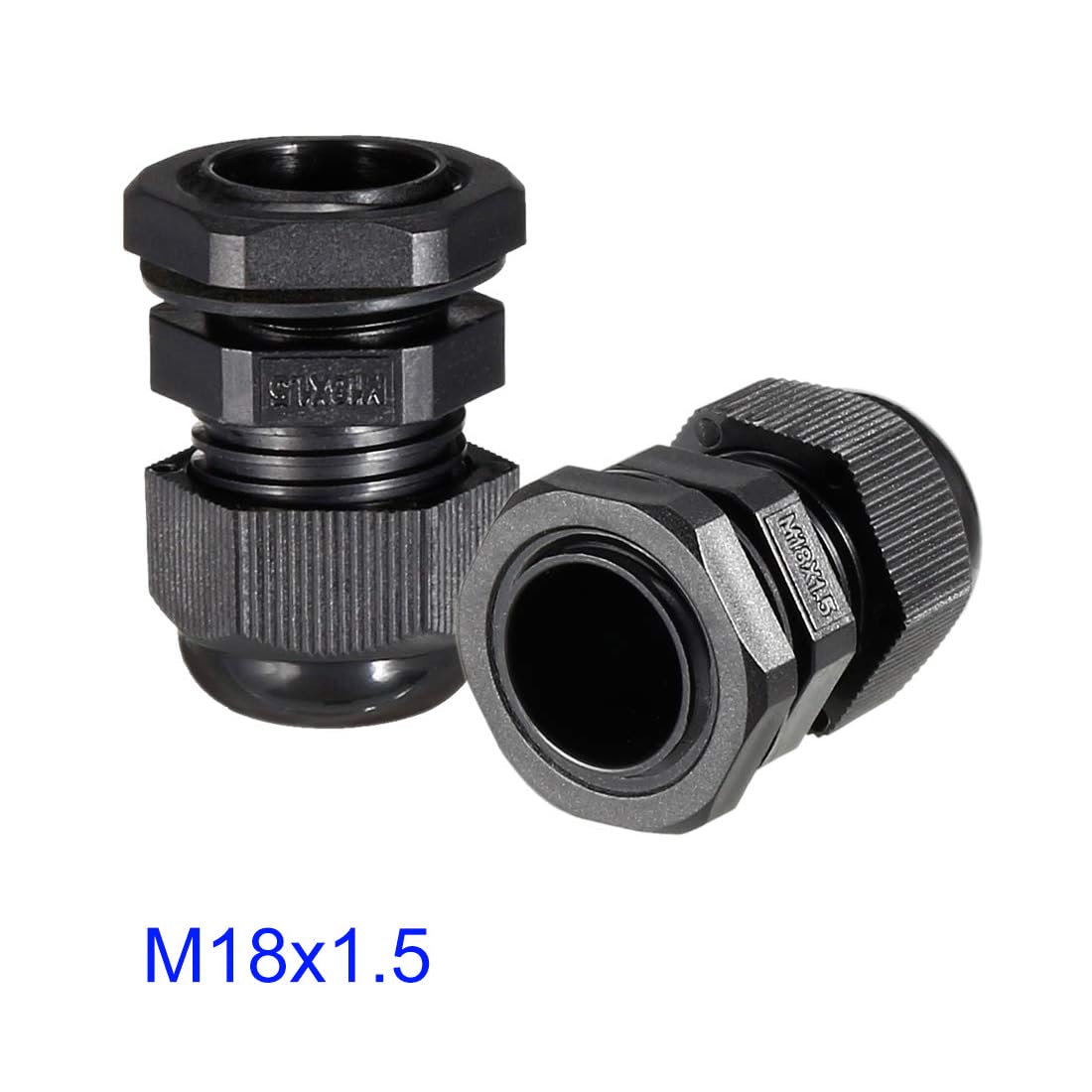 MACHSWON 4Pcs M18 Cable Gland - Durable Threaded Wire Connector with Locknut for 5-10mm Dia Cable Wire, Black - Image 2
