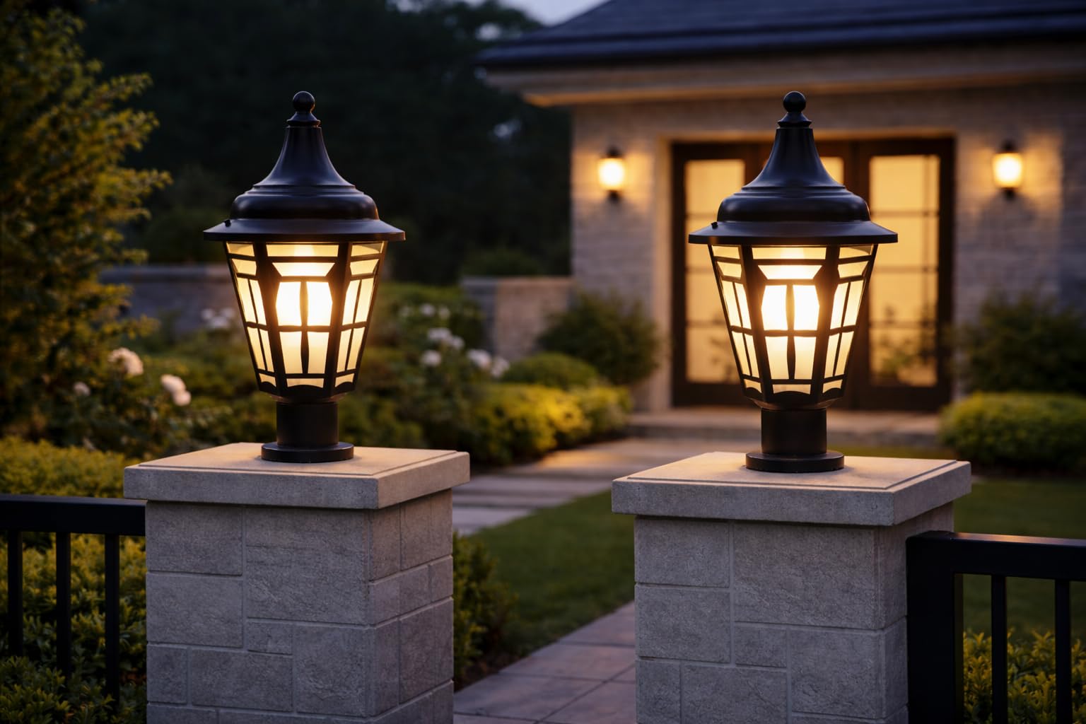 Copper Antique Classic Design Weatherproof Outdoor Gate Lamp B22 Bulb Holder Light for Home Decorative Garden Lamp/Outdoor Light/Pillar Lamp Etc with Bulb (Pack of 2)-image-1