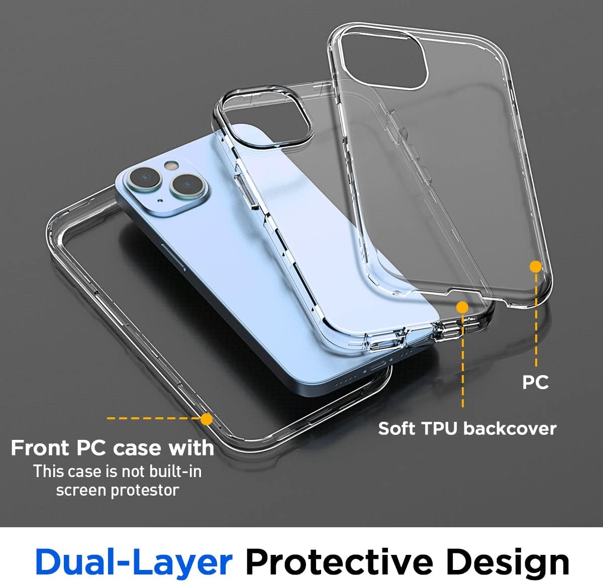 AICase for iPhone 16e Case iPhone 14/13 Clear Case(6.1"),Heavy Duty Drop Protection Full Body Rugged Shockproof/Dust Proof 3-Layer Military Protective Tough Durable for iPhone 16e/14/13 - Image 4