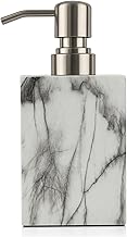 White Hand Soap Dispenser 500ml with Marble Finish – Soap Dispenser Bathroom & Kitchen, Premium Resin Hand Wash Dispenser with Stainless-Steel Pump