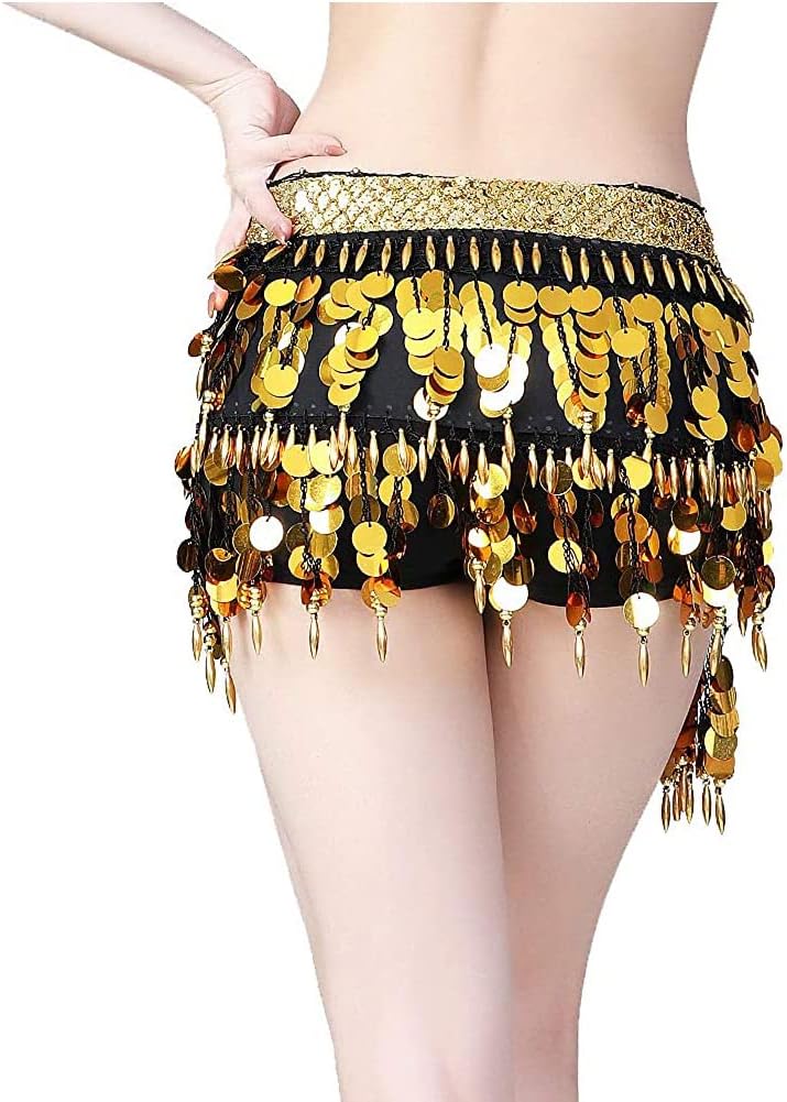 Nimiman Sequin Coins Fringe Belly Dance Hip Scarves Tassel Dance Belt Skirt for Women - Image 4