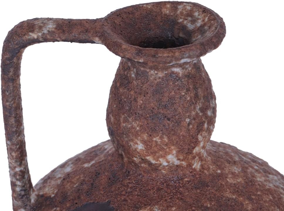 Rustic Terracotta Vase with Handle, 9.8” Large Vintage Clay Ceramic Vase for Home Decor, Farmhouse Pottery Vase for Living Room, Dining Table Centerpiece, Kitchen, Bedroom, Entryway