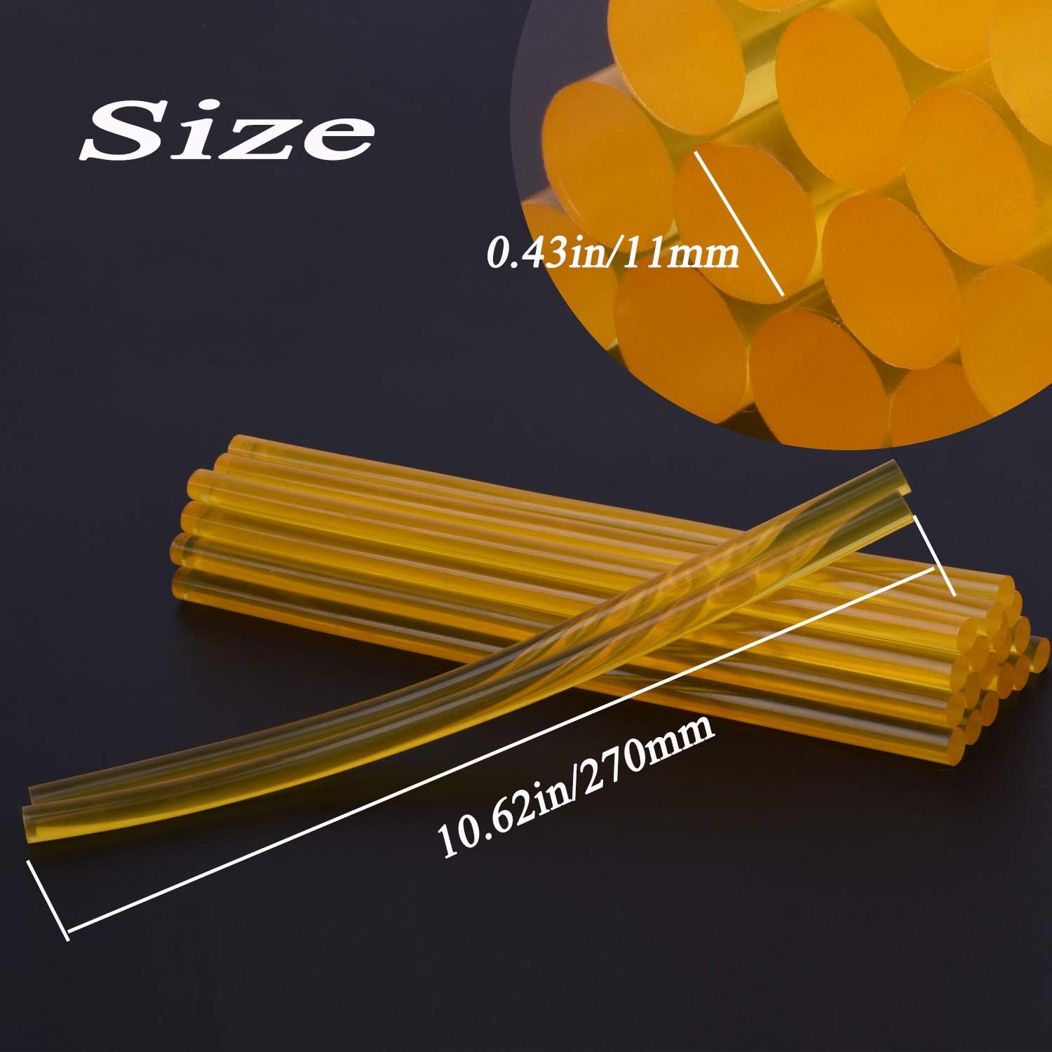 Hot Glue Sticks for Glue Gun,10.63 in, 0.43 in Dia,20pcs,Yellow Hot Glue Gun Sticks Large Bulk,Adhesive Almost for All Materials for Kids DIY Sealing Dent Repair -