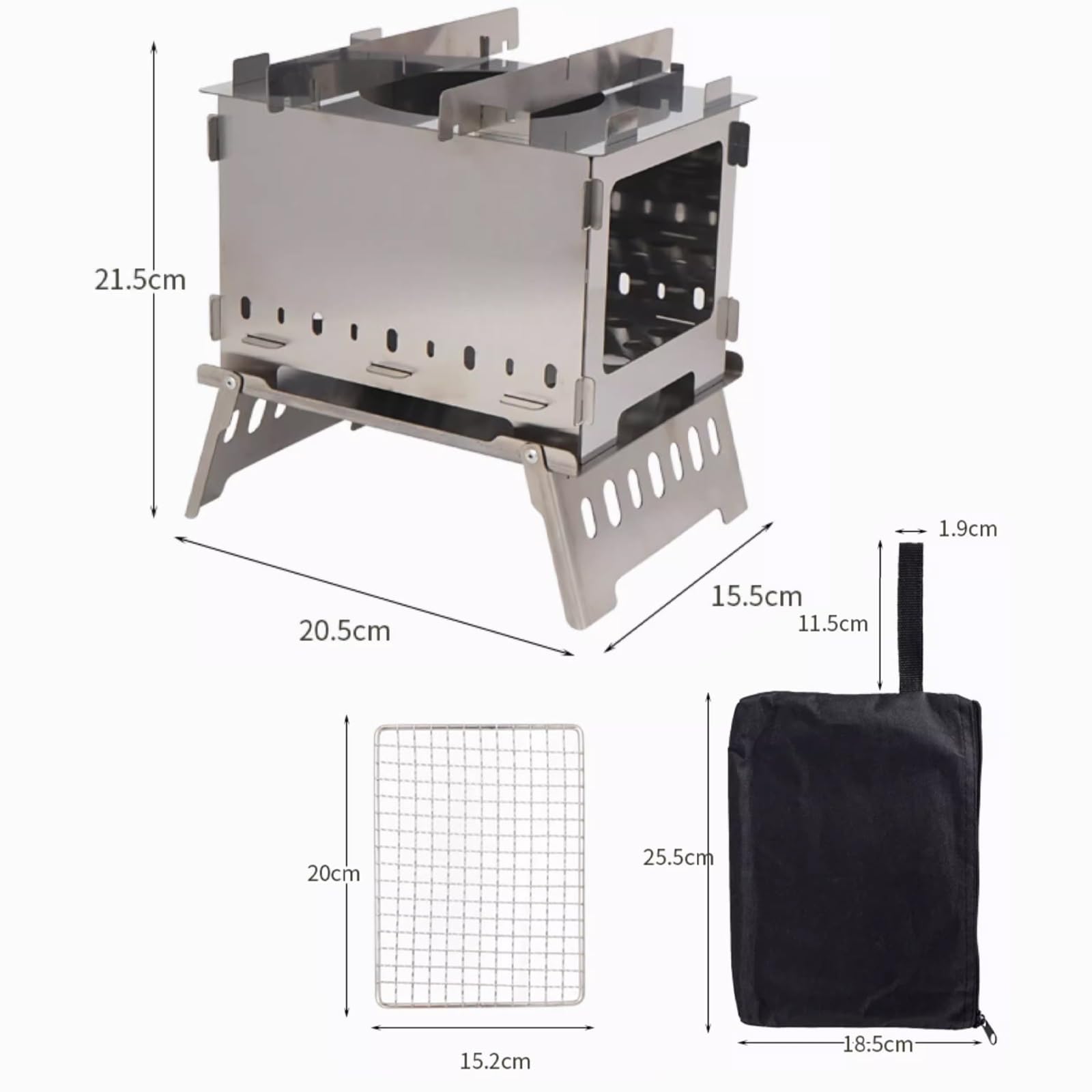 Cucine da Campeggio Realizzato in Acciaio Inox 430 Include Griglia Mini Barbecue Portatile Carbonella Gambe Pieghevoli Adatto per Attività All'aperto e Campeggio