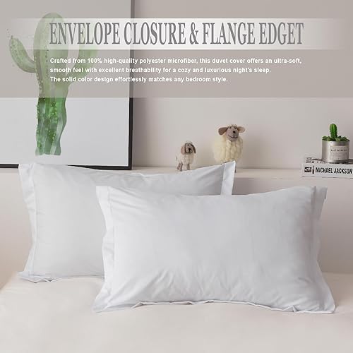 Miniatura 6 de Juego de funda de edredón de 2 piezas, funda de edredón de microfibra ultra suave de doble cepillado con cierre de cremallera y lazos en las