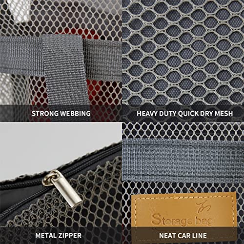 Image of Mesh Shower Caddy Bag Portable Hanging Toiletry and Bath Organizer with Zipper for Travel, Gym, Camping, College Dorms, Beach