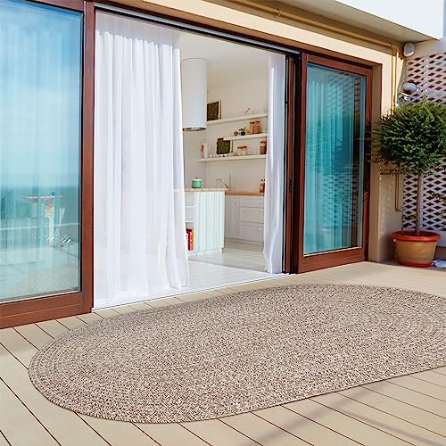 Superior Reversible Braided Indoor/Outdoor Area Rug, 3' X 5', Latte-White #TOP19