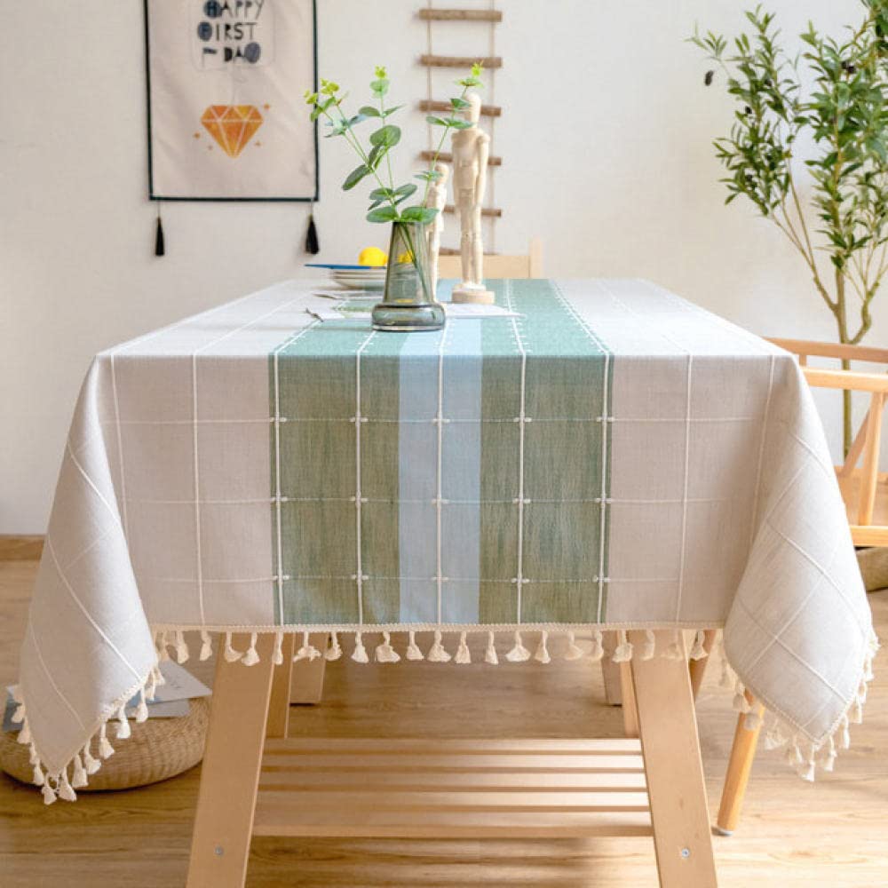Nappe à carreaux vert en coton et lin pour protéger et embellir vos tables