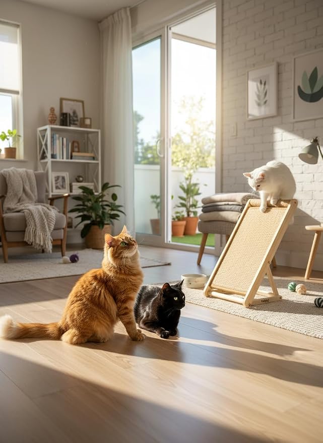 Rascador para gatos torre con sisal natural beige miniatura 5