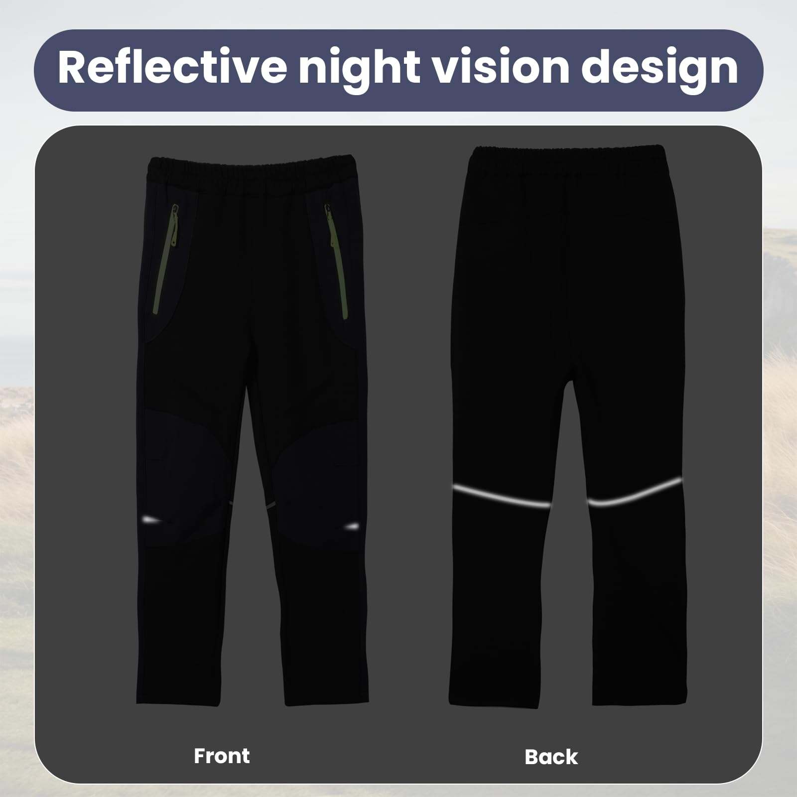 SUKUTU Pantalones Outdoor para niños Pantalones de montañismo con Forro Polar Niñas Niños Gruesos Impermeables Otoño e Invierno