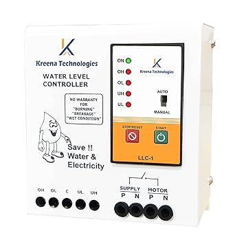 KREENA TECHNOLOGIES MS Body Microcontroller Based Fully Automatic Water Level Controller and Indicators for Up and Down Tank with 6 Sensors Suitable for Motor Upto 5Hp Supply 230 VAC