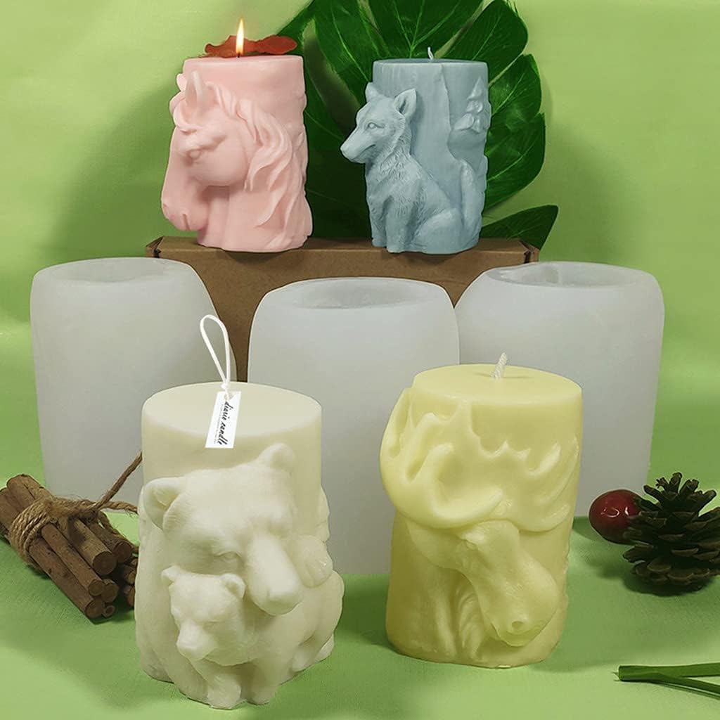 3D Bear Elk Silicone Soap Mold Candle Making Mould Fondant Candy Cake Chocolate Decorating DIY Baking Tool