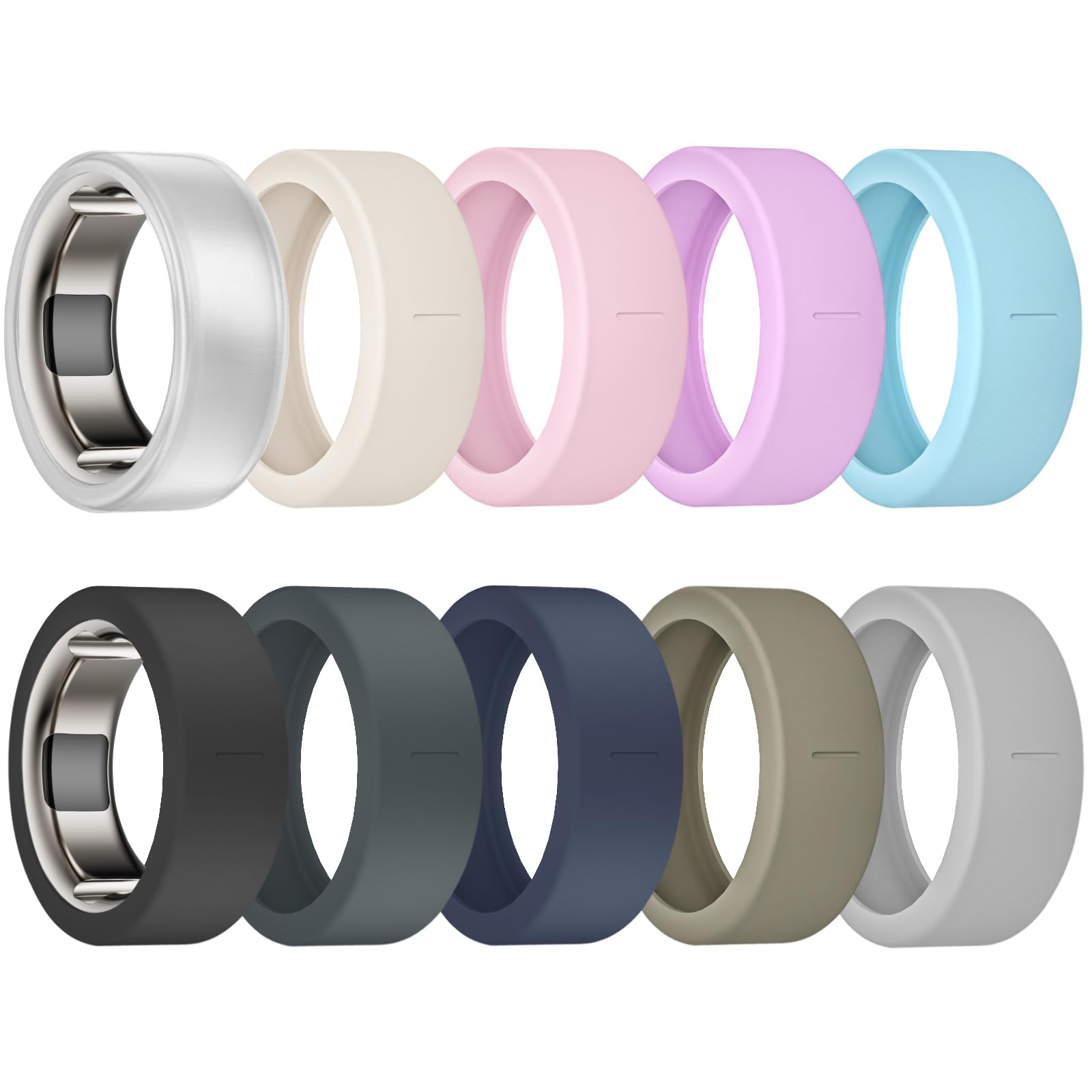 10 Pack Covers Compatible with Oura Ring Gen 4/4 Ceramic/Gen 3 | Anti-Scratch Elastic Silicone Smart Ring Protector for ULTRAHUMAN Ring AIR/RingConn Gen 3/Gen 2/Gen 2 Air, Supports Charging
