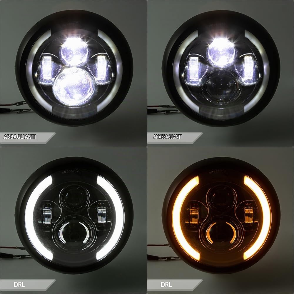 Faro moto Faro anteriore 7,5 pollici Led moto faro per cafe racer bobber chopper