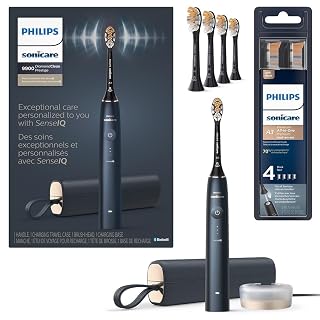 Philips Sonicare DiamondClean Prestige 9900 Rechargeable Electric Toothbrush with SenseIQ, 5 Premium All-in-One Brush Heads, Plaque Removal, Gum Care, Whitening, Midnight, BD9002AZ - Amazon product rated Grade A