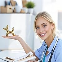 Vista 2 de Notakia Linda estatua de globo de perro de cerámica en oro, manualidades para decoración de sala de estar y escritorio, estatua de animal