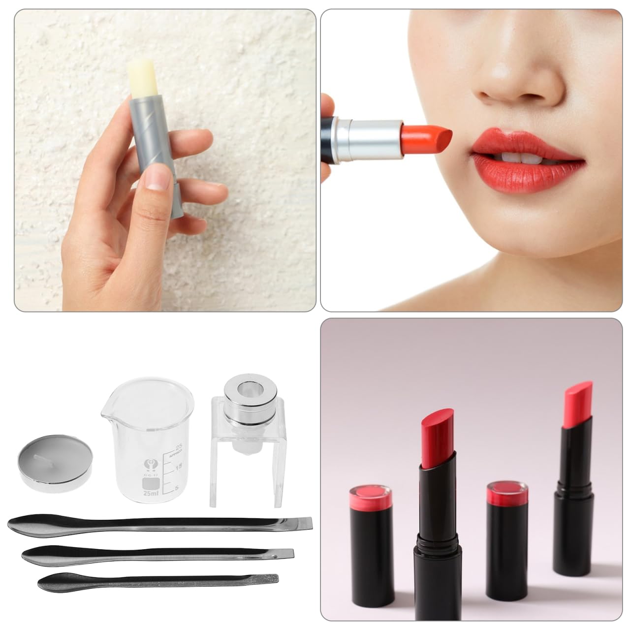minkissy Lipstick Repair Kit Diy Lipstick Making Set with Mold Measuring Beaker Wax Candle and Spoons for Home Beauty Enthusiasts image 3