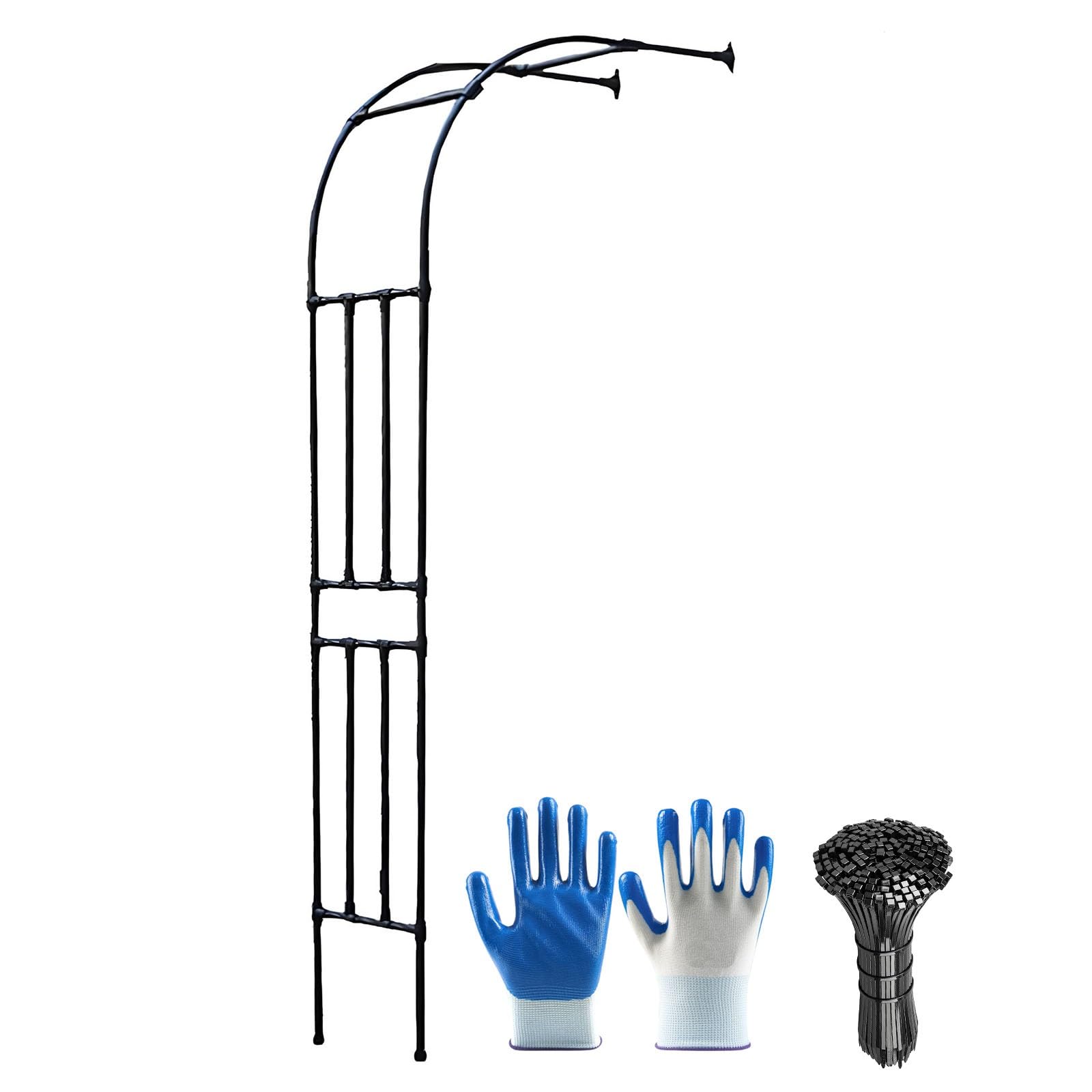 ASerZenith White Garden Trellis For Climbing Plants Outdoor Metal Arch 0.6M X 2M Half-Side Pavilion Garden Décor For Horticulture Flowers And Lawn,Nero-2.4M*2.4M/7.8Ft*7.8Ft