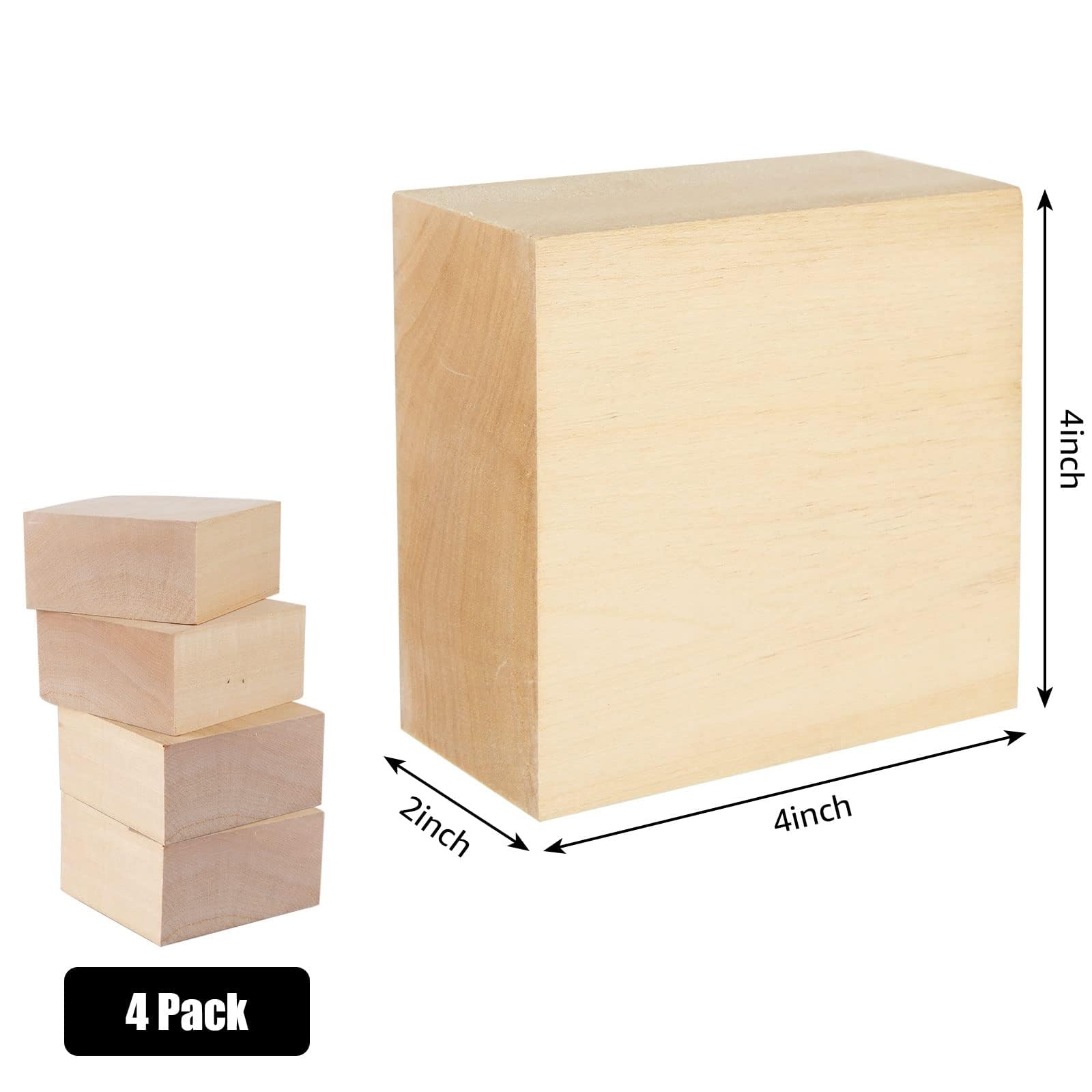 ZEONHAK 30 STKS 4x1x1 Inch Basswood Carving Blokken, 10x2.5x2.5cm Onafgewerkte Houten Blokken, Houten Blok voor Whittling Hout DIY