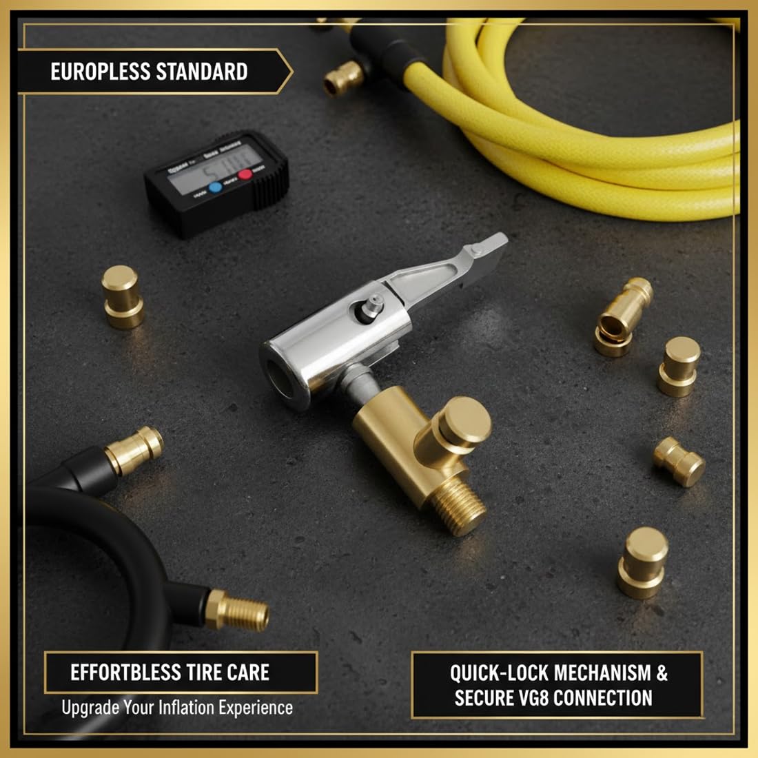 Adattatore Valvola Auto per Bosch Easy Pump, Connettore Aria a 90°, Attacco Valvola per Pneumatici Auto, Bici, Moto, Compressore Auto, Valvola di Gonfiaggio Pneumatici, Metallo (8 mm) - 4
