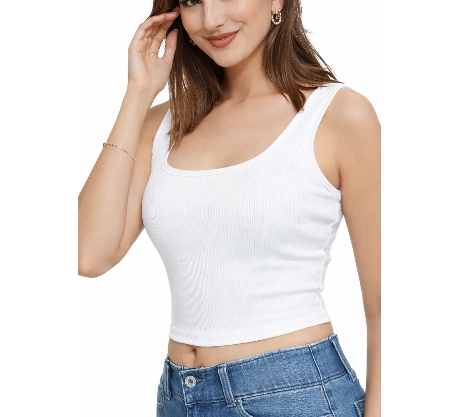 Women's & Girls Solid Ribbed Square Neck Slim Fit Tank Tops | Cotton Crop Top | Gym Vests| Cotton Crop Top | Gym Vests-picture-12