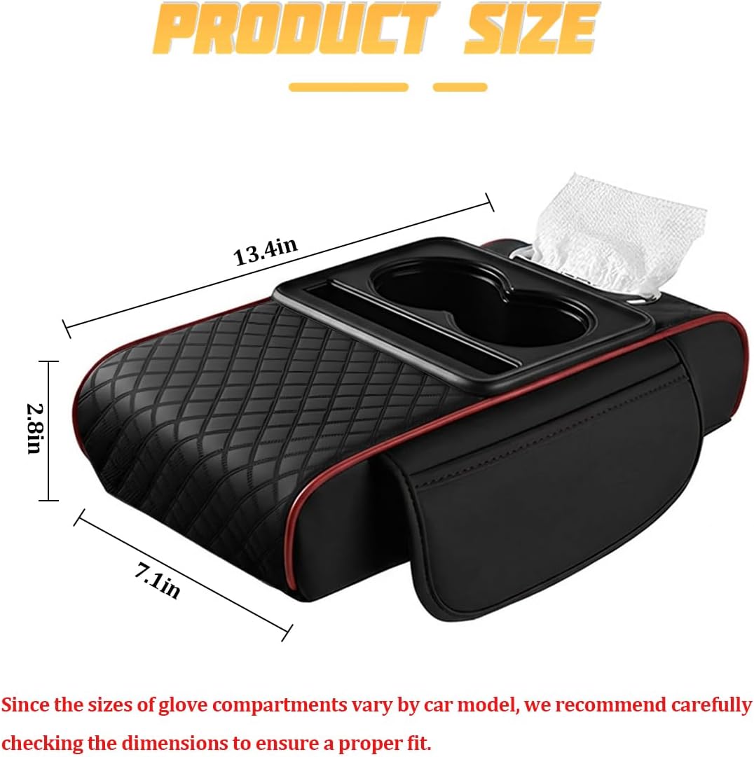 Zpana 4 in 1 Car Center Console Armrest Pillow, Memory Foam, Black/Red image 2
