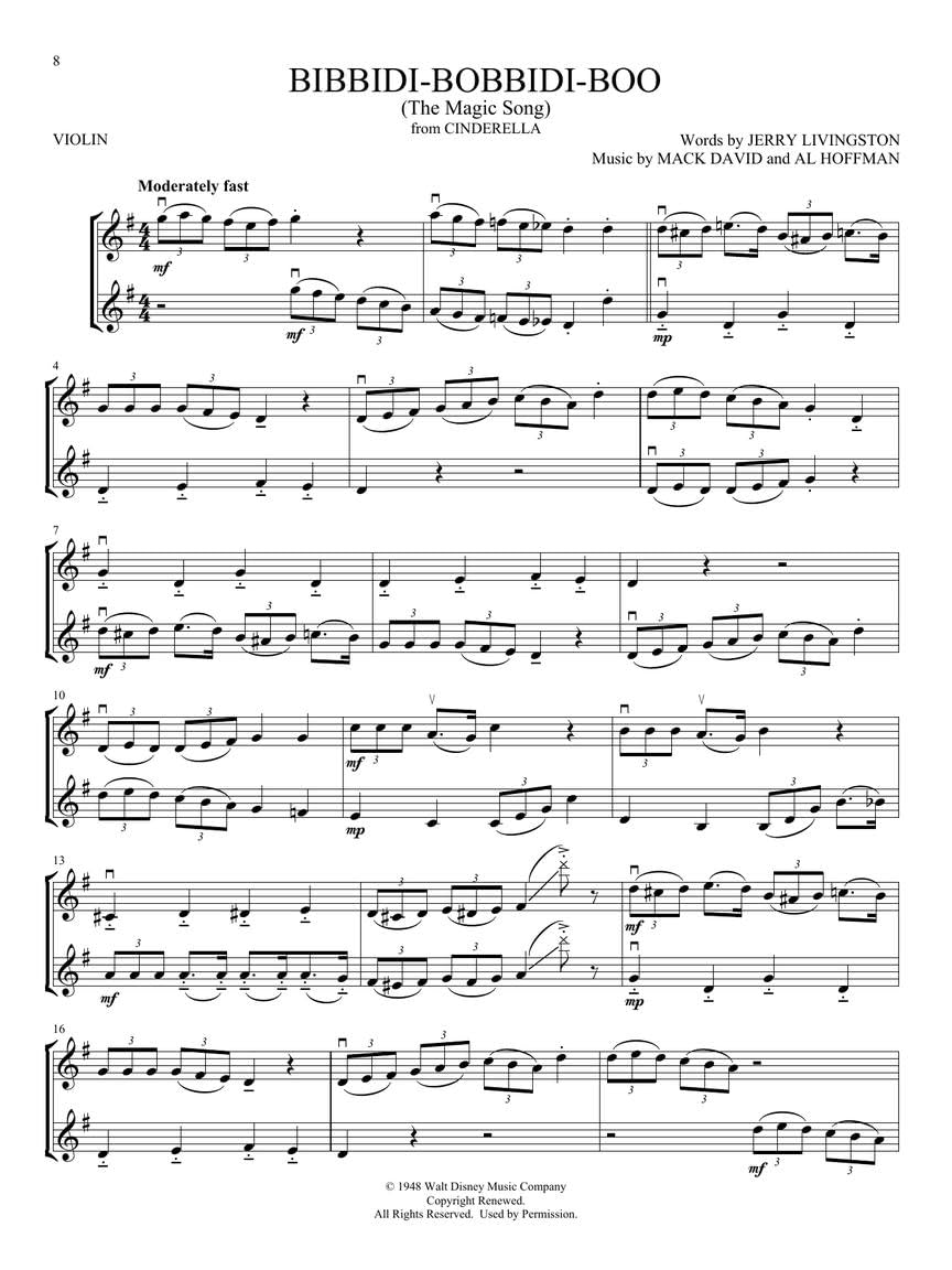 Disney songs for violin duet: 30 Timeless Favorites