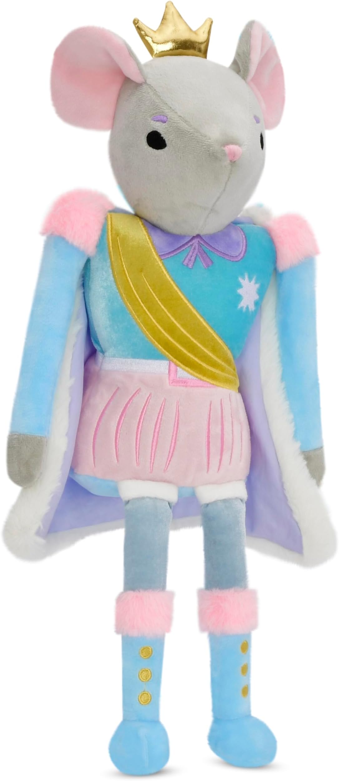 iscream Furry Plush 18.5" Nutcracker Mouse King Embroidered Accent Holiday Pillow