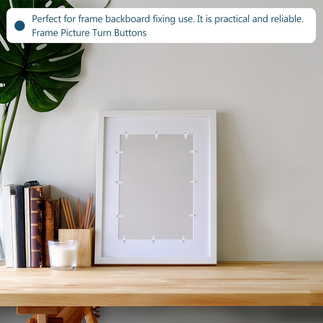 DOITOOL 100 Pcs Picture Frame Turn Button Fasteners with 100 Pieces Screws, Photo Frame Hardware Backing Clips for Hanging Pictures Photos Drawing DIY Craft Posters, 24x10mm (White