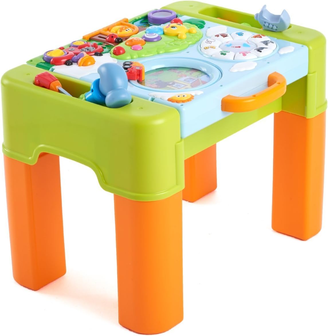 Woby 8325028 Kids Play & Learning Activity Desk 6 in 1 Game Table Activity Center, Green and Orange