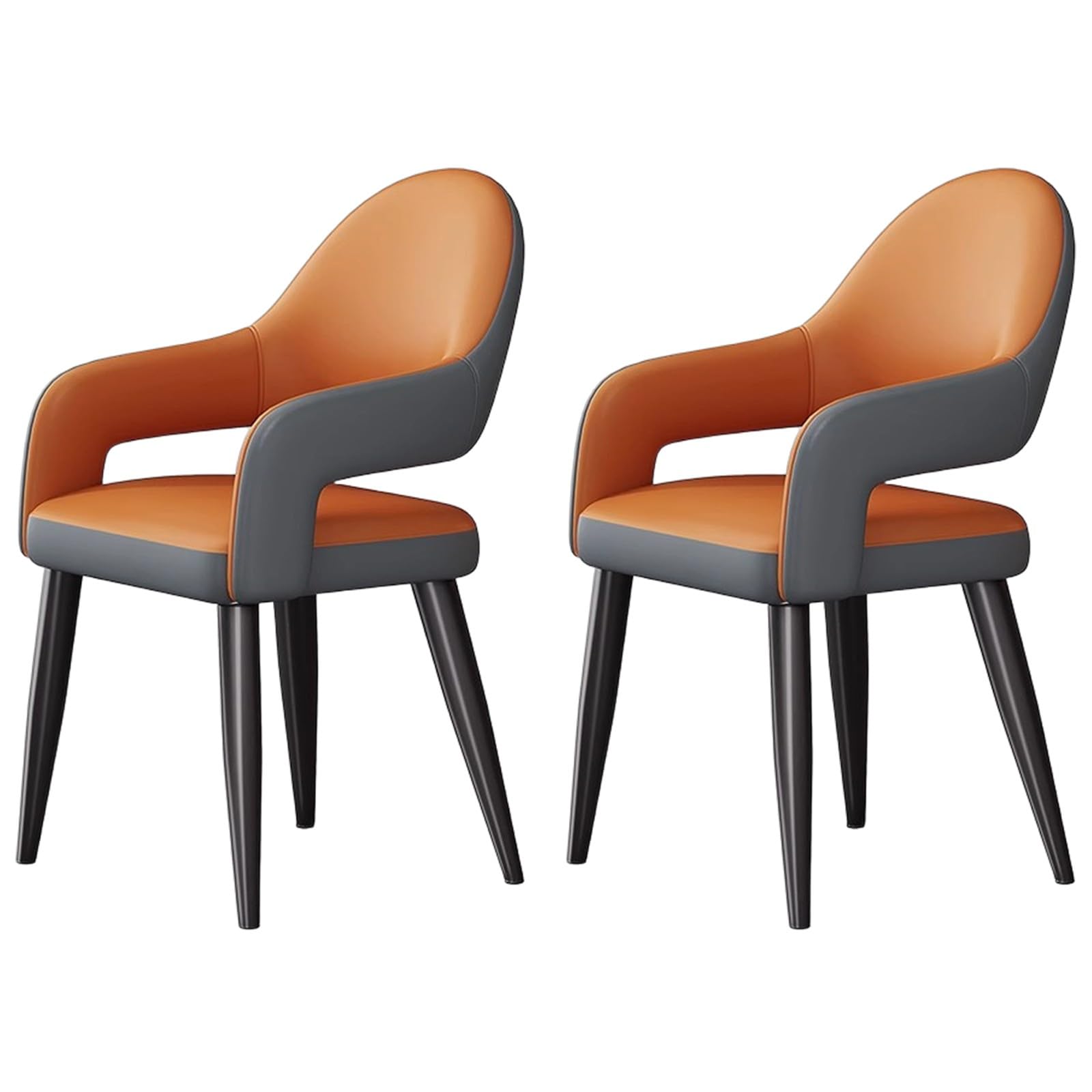 Chaise salle à manger orange en simili cuir lot de 2 design moderne et ergonomique ZTGL