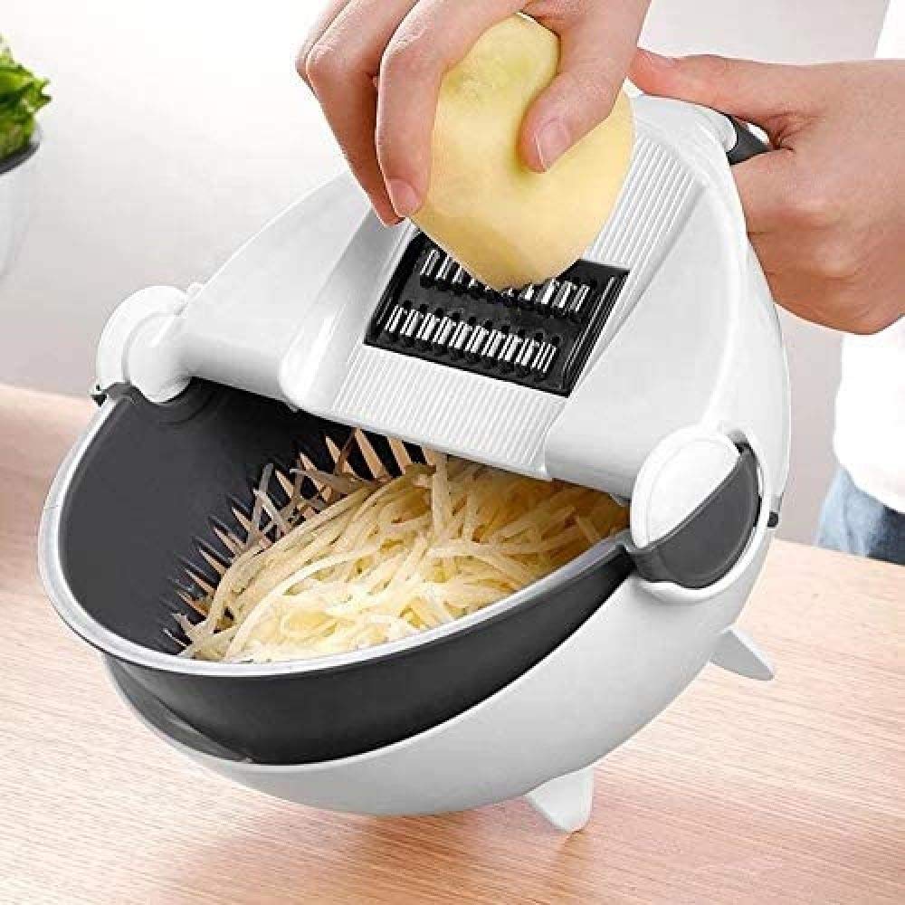 FTkxx Vegetable Chopper Slicer | Best Veggie Cheese Shredder | 7 Interchangeable Blades | 9-in-1 Multipurpose Vegetable Cutter with Rapid Drain Basket | Kitchen Tools | Kitchen Must-Haves