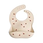 mushie Silicone Baby Bib | Adjustable Fit Waterproof Bibs (Butterflies)