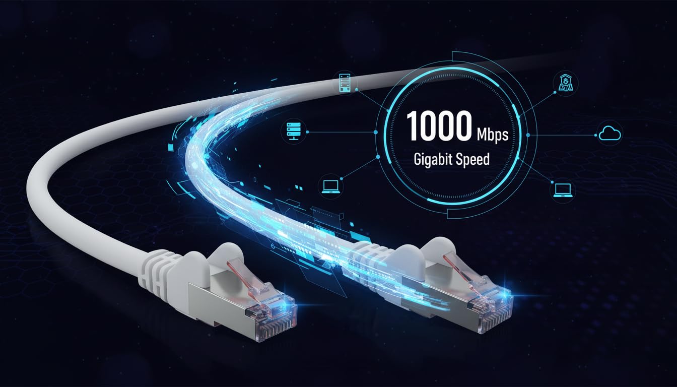 Lot de 5 câbles LAN Cat6 - 10 m - Blanc - Câble réseau Ethernet RJ45 - Câble patch S/FTP PiMF - Double blindage Gigabit 250 MHz - Contacts plaqués or pour routeur, modem, commutateur, PC