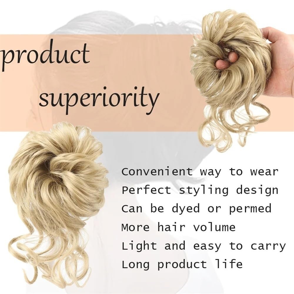 Chignon finto Chignon sintetico riccio e spettinato con elastico, coda di cavallo in fibra sintetica Donne(16P613)