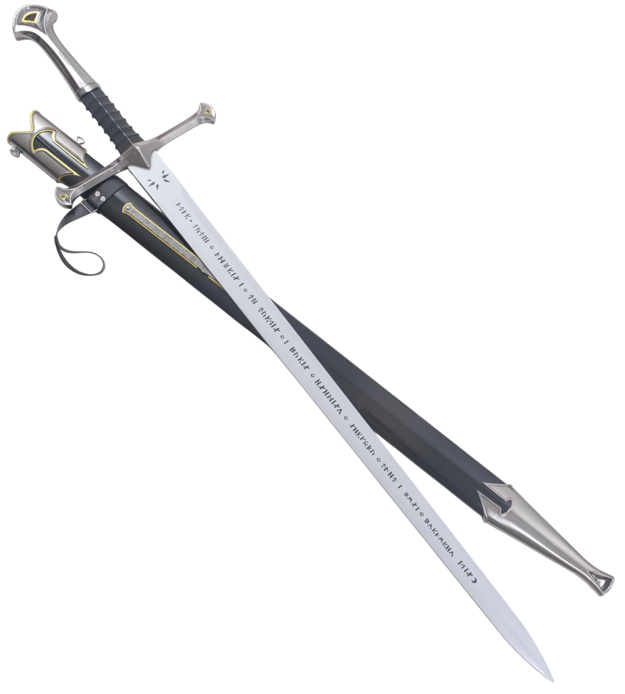 REPLIKSWORD Le Seigneur des Anneaux Epee Anduril en Bois Aragorn Sabre + Fourreau - Lame Decoration Cosplay + Presentoir Inclus