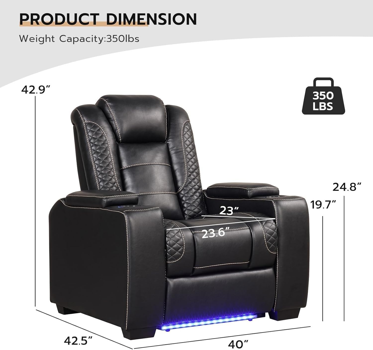 Electric Recliner Chair with Adjustable Headrest & Dual Motors, Power Lift Recliner with USB Port, Cup Holders, Hidden Arm Storage, Black Comfortable Sofa for Living Room