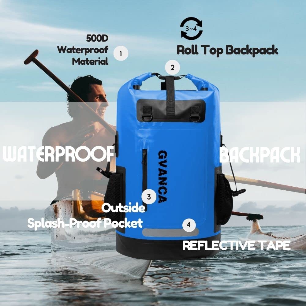 Wasserdichter Dry Bag Rucksack für Kajakfahren, Roll-Top-Trockenrucksack, schwimmender Outdoor-Trockensack, Kanufahren