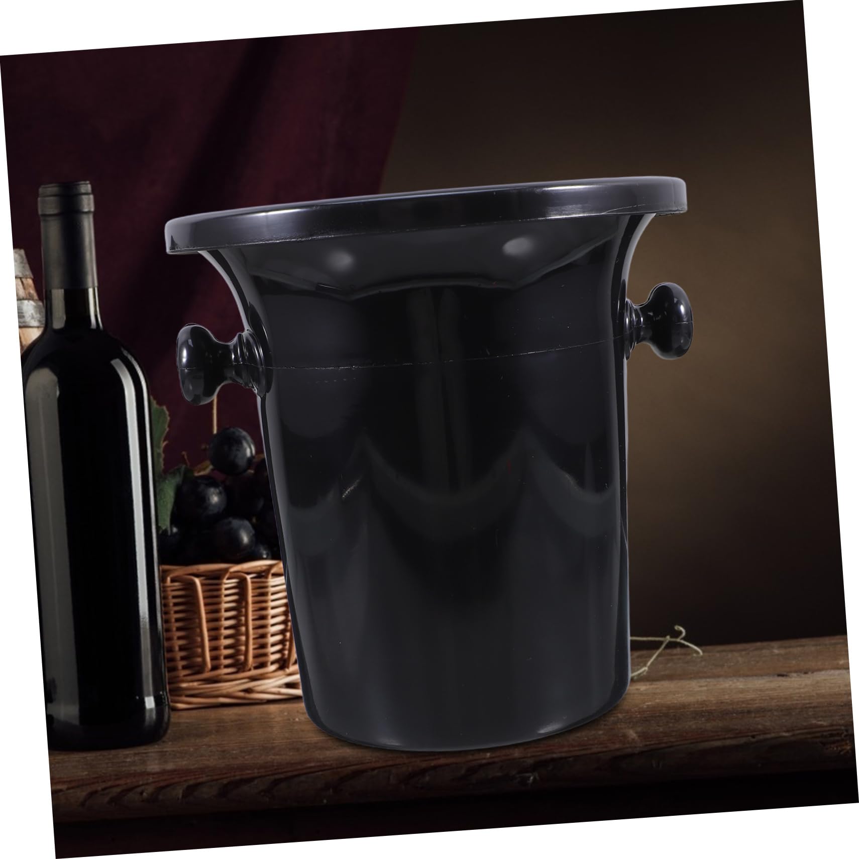 Cabilock 4piezas Cubos De Hielo Redondos Negros para Cata De Vinos Escupideras De Doble Asa Diseño Occidental