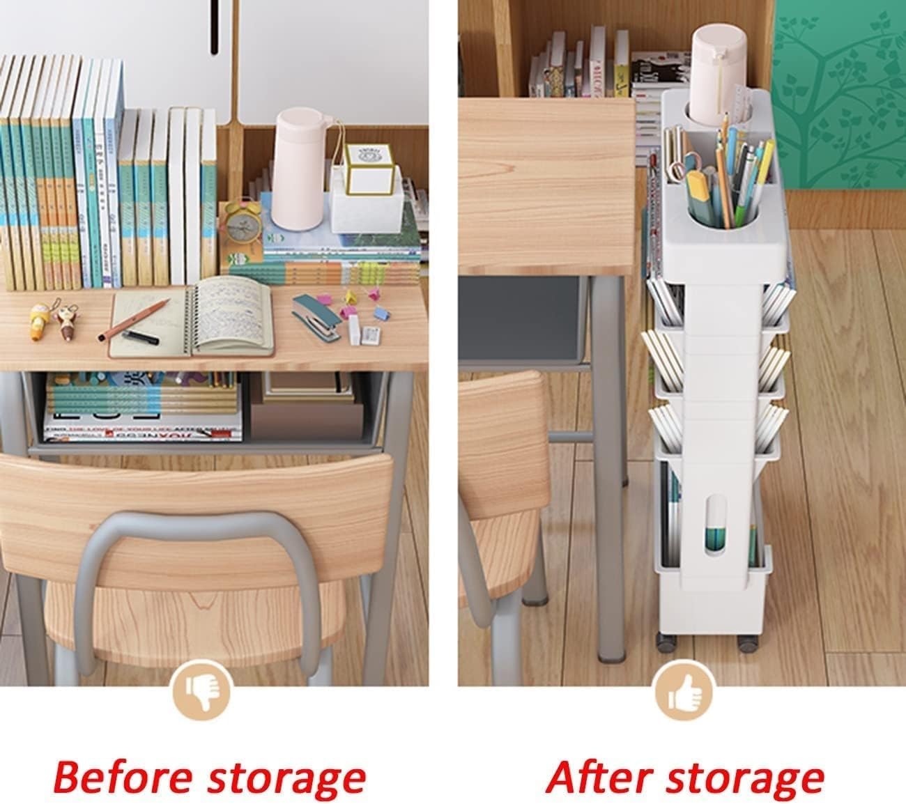 Libreria mobile da scrivania for aule, carrello multiuso a 5 livelli con ruote, organizer da scrivania for libri, portariviste, carrello portaoggetti sottile for casa, cucina, ufficio, studio, dormito