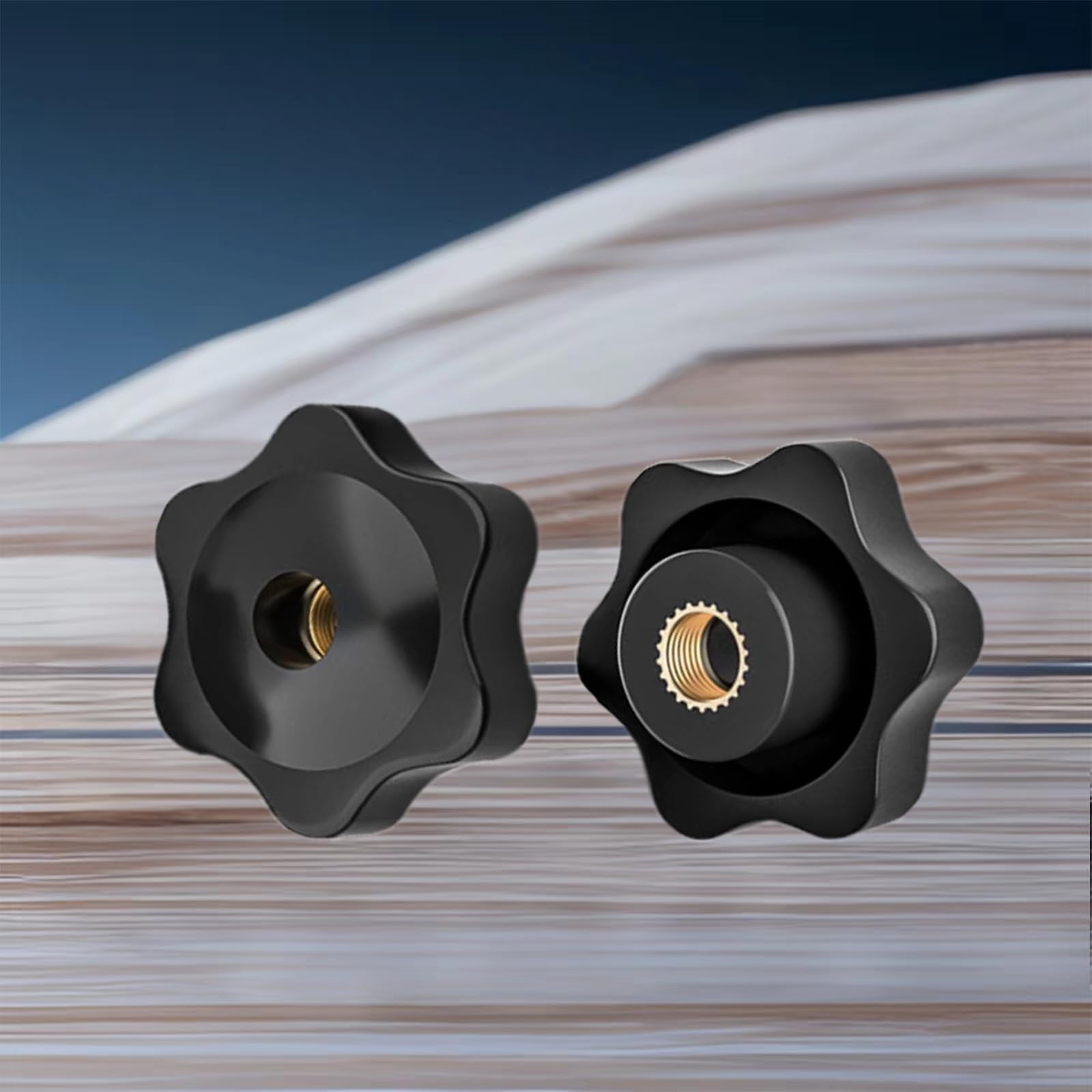 6 dadi M6, impugnatura a stella, ala M6, diametro 32 mm, forma stella, filettatura interna