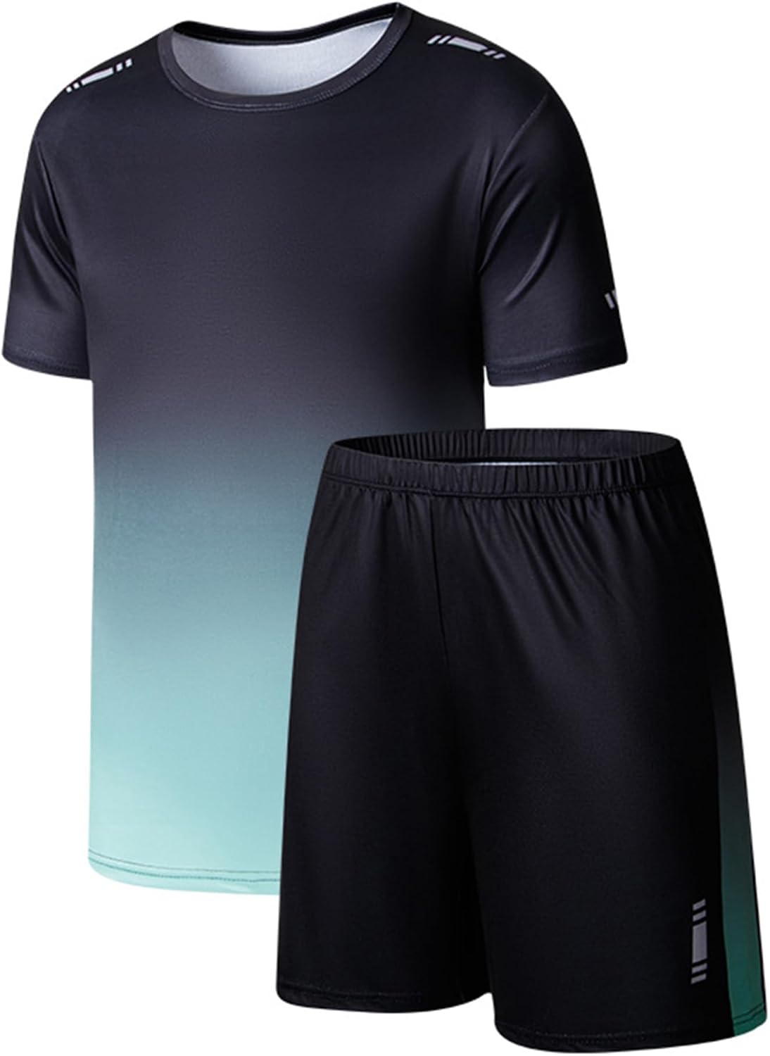 Hansber Kids Boys Athletic Outfit Moisture-wicking Short Sleeve T-shirt And Shorts Set Sports Workout Activewear Green 9-10 Years