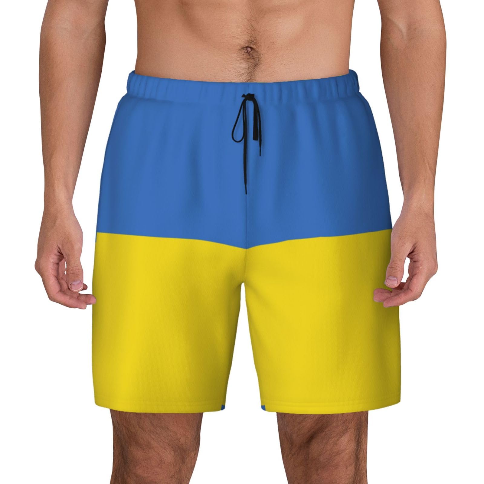 Short de bain pour homme avec doublure de compression bleu jaune - 8