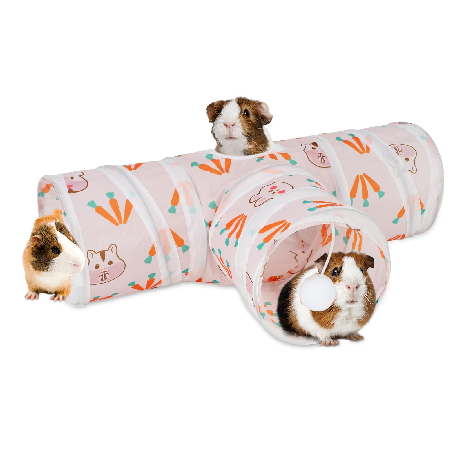 HYLYUN 3 Way Collapsible Guinea Pig Tunnels & Tubes, Small Animal Hideout & Play Toys, Portable Foldable Guinea Pig Toys for Chinchillas, Ferrets, Hamsters, Rats