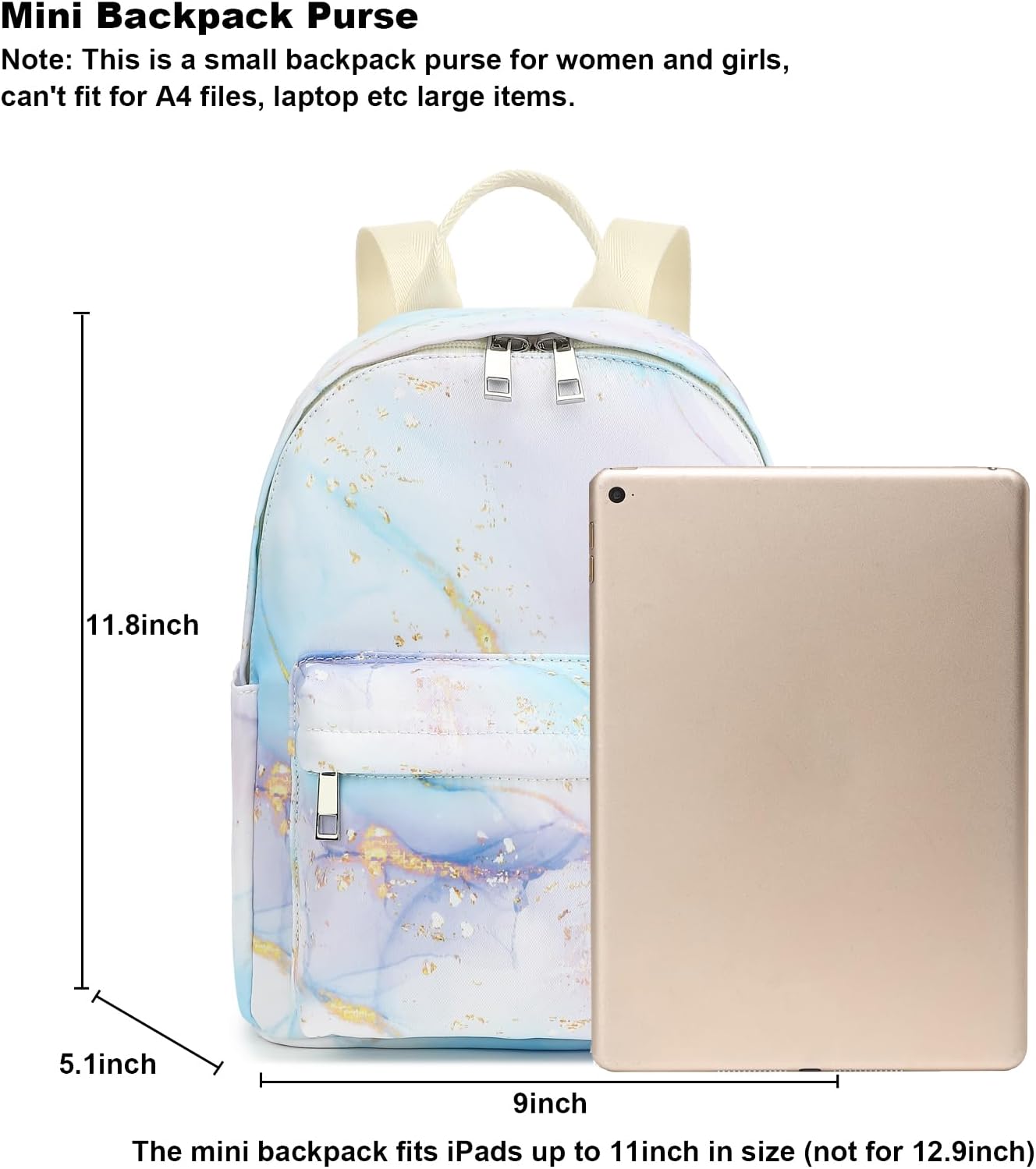 Marble Mini Backpack Women Girls, Small Backpack Purse for Adults Teens Kids School Travel - Image 3