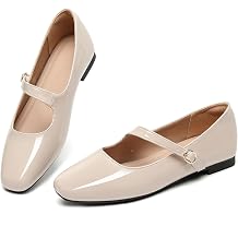 Mary Jane Shoes Women Square Toe Ballet Flats Comfort Dress Shoe