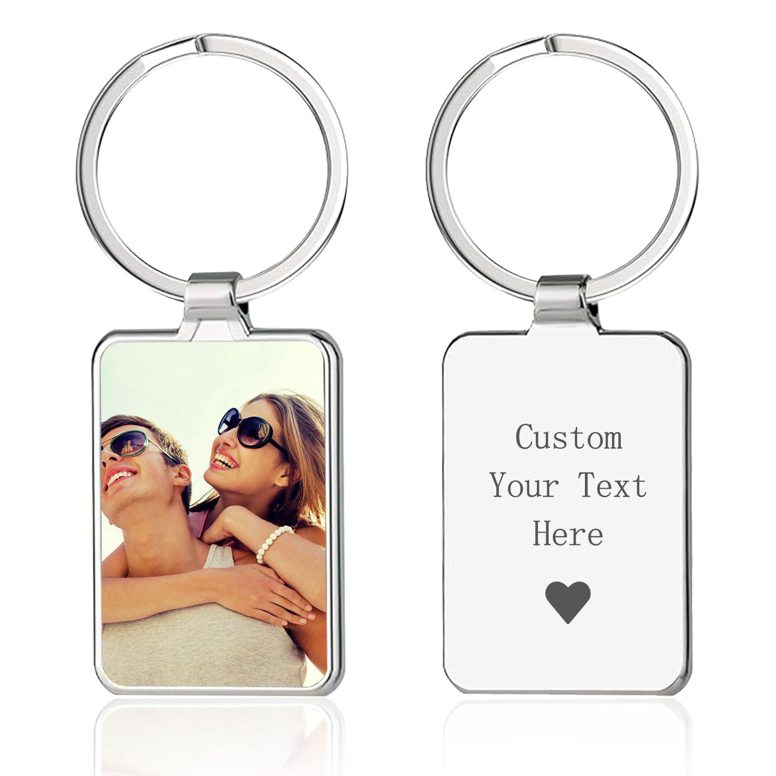 Personalised Photo Keyring - Custom Keychain with Engraved Name Keyrings Personalised Keychains with Picture Customized Gifts for Men, Women, Dad and Mom (Rectangle-2)
