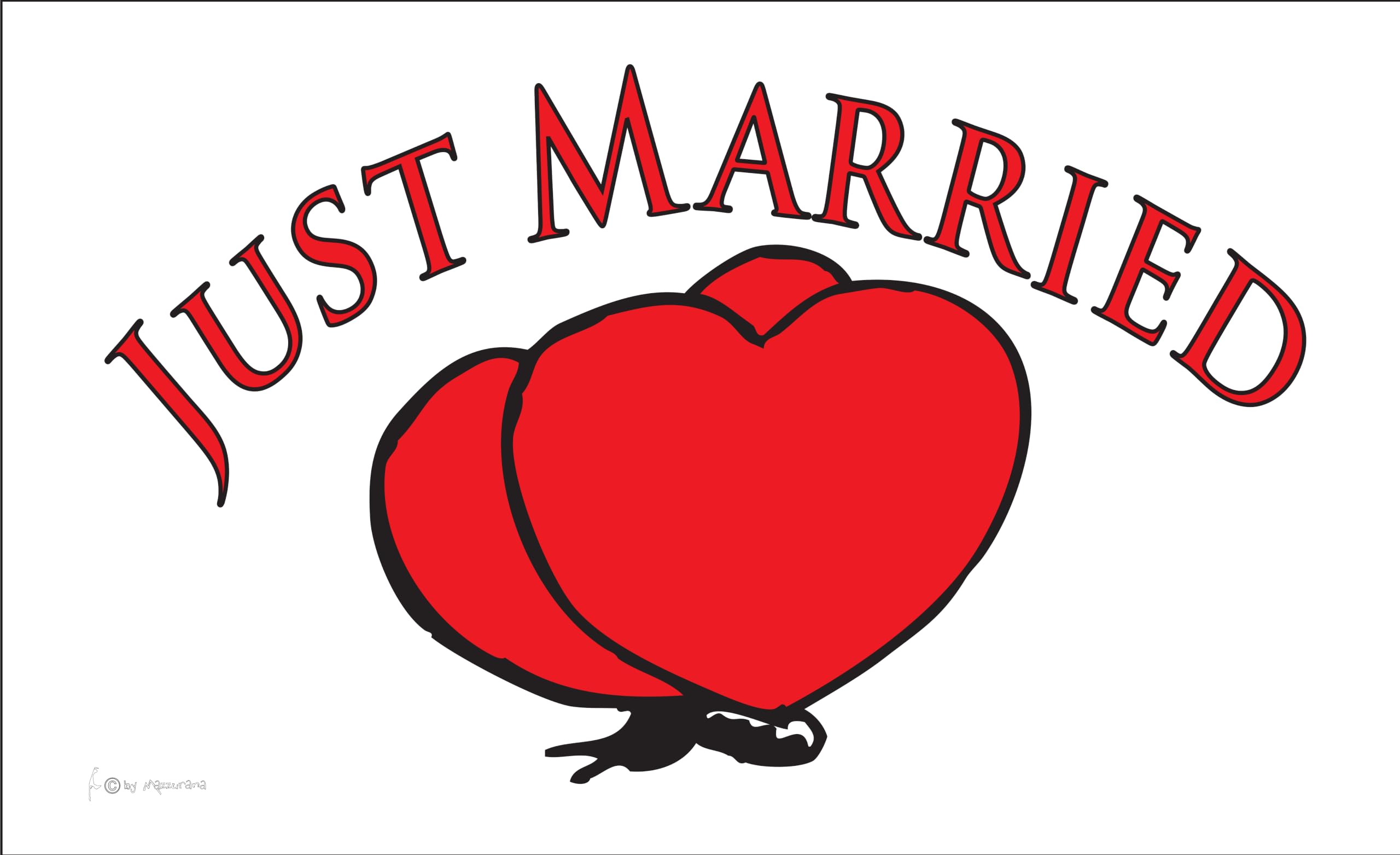 Just Married 2, Hochzeitsfahne, Flaga Hochzeitsflagge Marine / 60 x 40 cm
